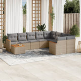 vidaXL 10-delige Loungeset met kussens poly rattan zwart