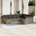 vidaXL 10-delige Loungeset met kussens poly rattan zwart