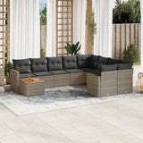 vidaXL 10-delige Loungeset met kussens poly rattan zwart