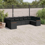 vidaXL 10-Piece Lounge Set with Cushions Poly Rattan Black