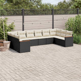 vidaXL 10-Piece Lounge Set with Cushions Poly Rattan Black
