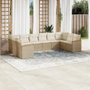 vidaXL 10-Piece Lounge Set with Cushions Poly Rattan Black