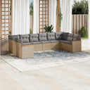 vidaXL 10-Piece Lounge Set with Cushions Poly Rattan Black