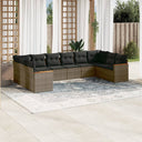 vidaXL 10-Piece Lounge Set with Cushions Poly Rattan Black