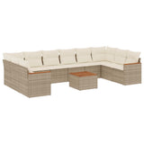 vidaXL 10-Piece Lounge Set with Cushions Poly Rattan Black