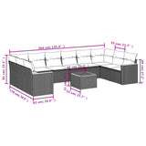 vidaXL 10-Piece Lounge Set with Cushions Poly Rattan Black