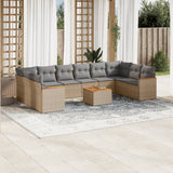 vidaXL 10-Piece Lounge Set with Cushions Poly Rattan Black