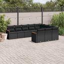 vidaXL 10-Piece Lounge Set with Cushions Poly Rattan Black