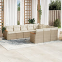 vidaXL 10-Piece Lounge Set with Cushions Poly Rattan Black