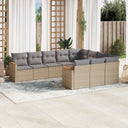 vidaXL 10-Piece Lounge Set with Cushions Poly Rattan Black