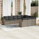 vidaXL 10-Piece Lounge Set with Cushions Poly Rattan Black
