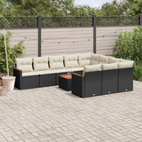 vidaXL 10-Piece Lounge Set with Cushions Poly Rattan Black