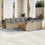 vidaXL 10-Piece Lounge Set with Cushions Poly Rattan Black