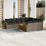vidaXL 10-Piece Lounge Set with Cushions Poly Rattan Black