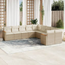 vidaXL 10-delige Loungeset met kussens poly rattan zwart