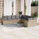 vidaXL 10-delige Loungeset met kussens poly rattan zwart