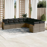 vidaXL 10-delige Loungeset met kussens poly rattan zwart