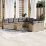 vidaXL 10-delige Loungeset met kussens poly rattan zwart
