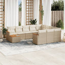 vidaXL 11-delige Loungeset met kussens poly rattan zwart