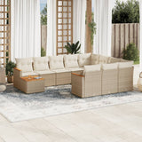 vidaXL 11-delige Loungeset met kussens poly rattan zwart
