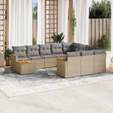 vidaXL 11-delige Loungeset met kussens poly rattan zwart