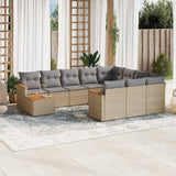 vidaXL 11-delige Loungeset met kussens poly rattan zwart