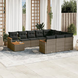 vidaXL 11-delige Loungeset met kussens poly rattan zwart