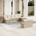 vidaXL 9-delige Loungeset met kussens poly rattan zwart