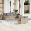 vidaXL 9-delige Loungeset met kussens poly rattan zwart