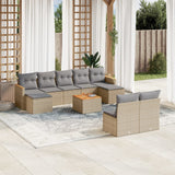 vidaXL 9-delige Loungeset met kussens poly rattan zwart