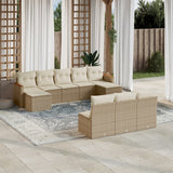 vidaXL 10-delige Loungeset met kussens poly rattan zwart