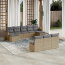 vidaXL 10-delige Loungeset met kussens poly rattan zwart