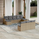 vidaXL 10-delige Loungeset met kussens poly rattan zwart