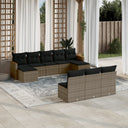 vidaXL 10-delige Loungeset met kussens poly rattan zwart