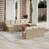 vidaXL 10-delige Loungeset met kussens poly rattan zwart