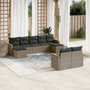 vidaXL 9-delige Loungeset met kussens poly rattan zwart