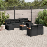 vidaXL 9-delige Loungeset met kussens poly rattan zwart