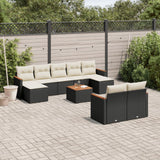 vidaXL 9-delige Loungeset met kussens poly rattan zwart