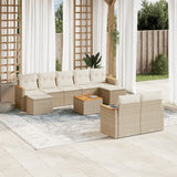 vidaXL 9-delige Loungeset met kussens poly rattan zwart