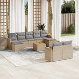vidaXL 9-delige Loungeset met kussens poly rattan zwart