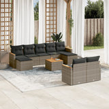 vidaXL 9-delige Loungeset met kussens poly rattan zwart
