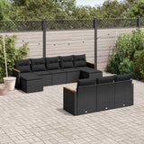 vidaXL 10-Piece Lounge Set with Cushions Poly Rattan Black