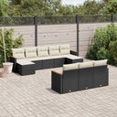 vidaXL 10-Piece Lounge Set with Cushions Poly Rattan Black