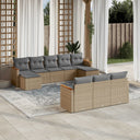 vidaXL 10-Piece Lounge Set with Cushions Poly Rattan Black