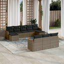 vidaXL 10-Piece Lounge Set with Cushions Poly Rattan Black