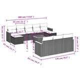 vidaXL 10-Piece Lounge Set with Cushions Poly Rattan Black