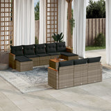 vidaXL 10-Piece Lounge Set with Cushions Poly Rattan Black