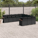 vidaXL 11-Piece Lounge Set with Cushions Poly Rattan Black