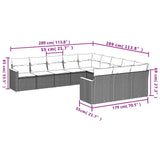 vidaXL 11-Piece Lounge Set with Cushions Poly Rattan Black