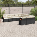 vidaXL 11-Piece Lounge Set with Cushions Poly Rattan Black
